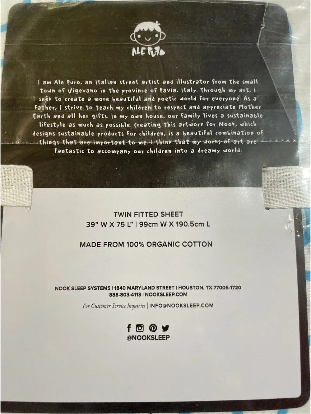 Twin Fitted Sheets Designed By Ale Puro Italian Artist Organic Cotton